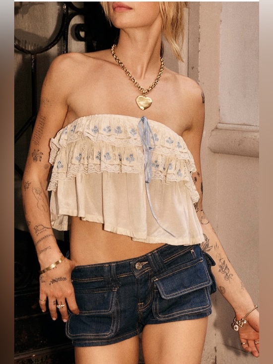 Free People Tops - Free People Talia Embroidered Tube Top